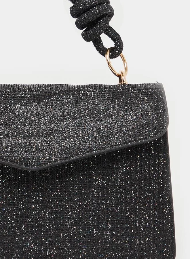 Styli Glittered Look Handbag with Detachable Strap