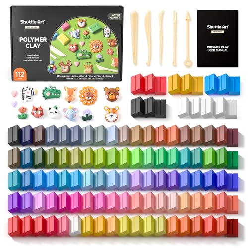 Shuttle Art 117 PCS Small Block Polymer Clay Kit, 95 Unique Colors & Extra Basic Colors, 5 Modeling Clay Tools, Non-Toxic, Non-Sticky, DIY Art Craft Gift for Kids Beginners - Image 1