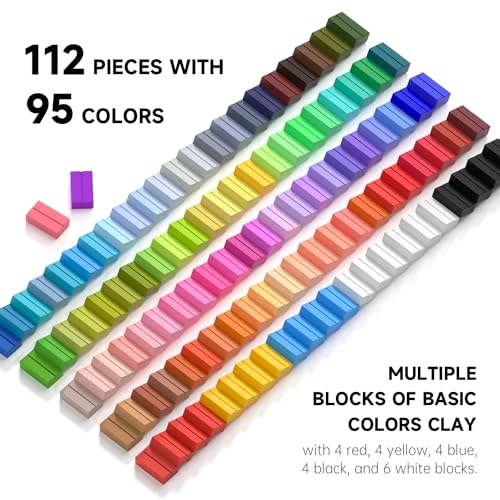 Shuttle Art 117 PCS Small Block Polymer Clay Kit, 95 Unique Colors & Extra Basic Colors, 5 Modeling Clay Tools, Non-Toxic, Non-Sticky, DIY Art Craft Gift for Kids Beginners - Image 2