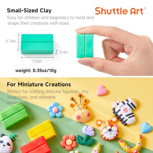 Shuttle Art 117 PCS Small Block Polymer Clay Kit, 95 Unique Colors & Extra Basic Colors, 5 Modeling Clay Tools, Non-Toxic, Non-Sticky, DIY Art Craft Gift for Kids Beginners - Image 3