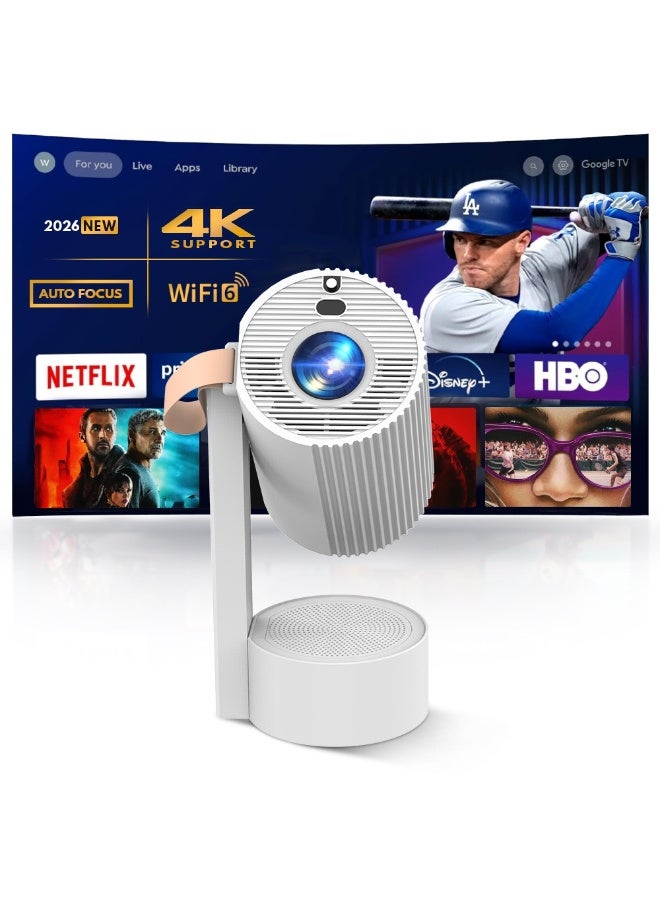 Wownect Smart 4K Max Android Projector with Auto Focus & Keystone, Fully Sealed, 10W Speaker, Adjustable Stand PROJ-WO-118-AN White - Image 1