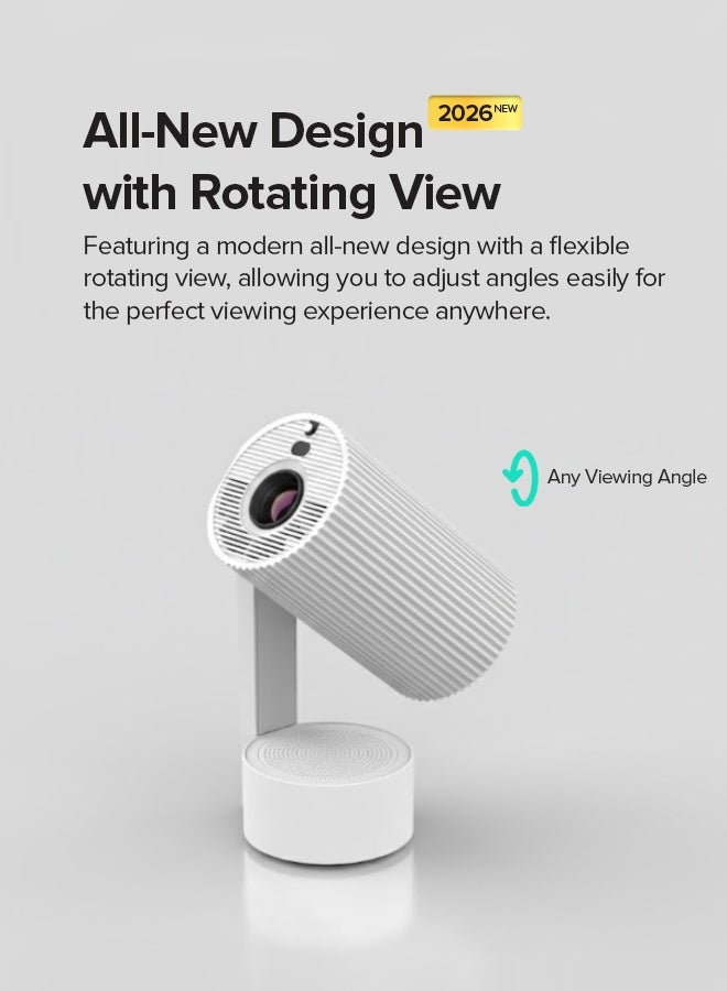 Wownect Smart 4K Max Android Projector with Auto Focus & Keystone, Fully Sealed, 10W Speaker, Adjustable Stand PROJ-WO-118-AN White - Image 2
