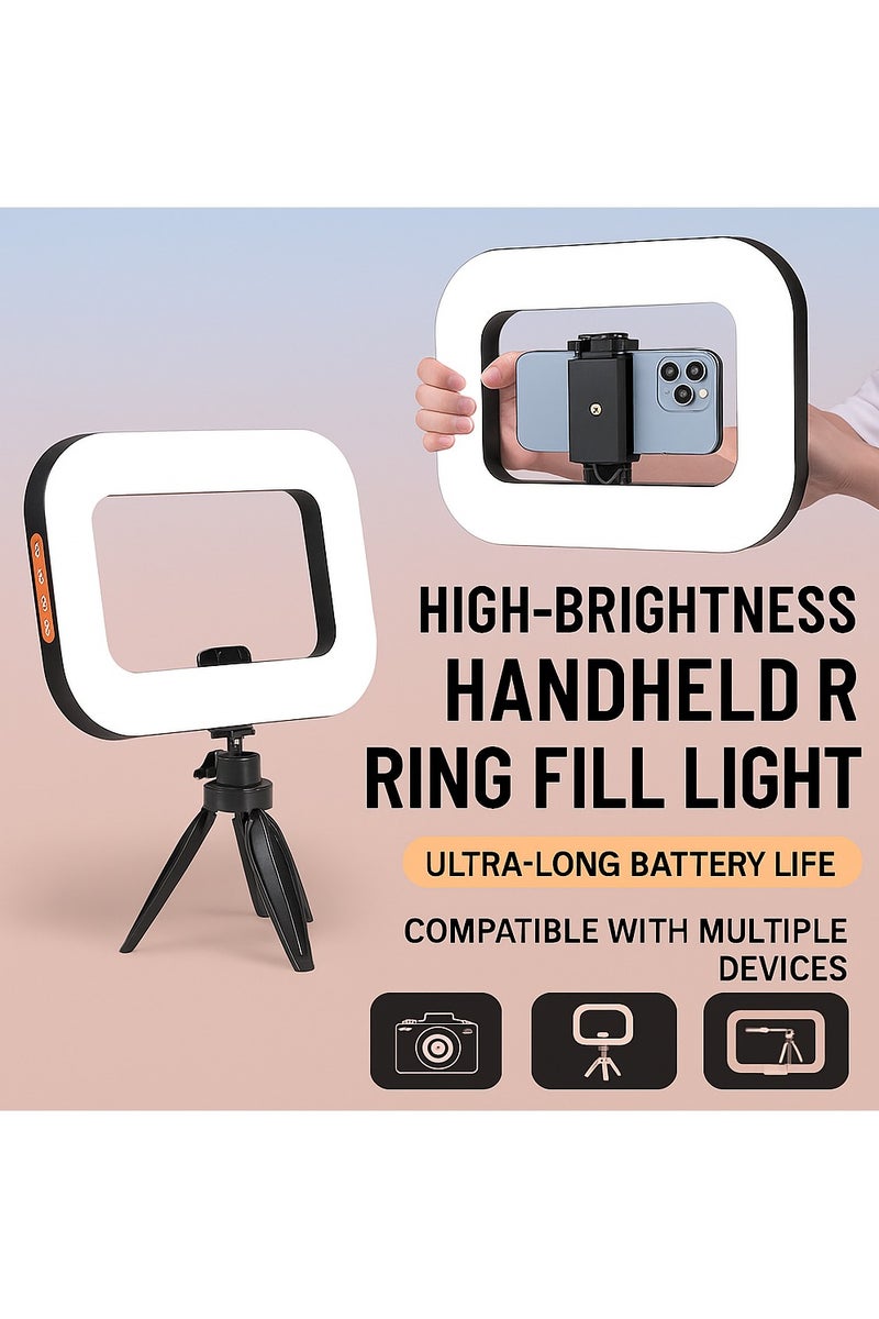 Portable LED Ring Fill Light with Tripod – Handheld Rechargeable Light for Vlogging, Makeup, Live Streaming - Image 2