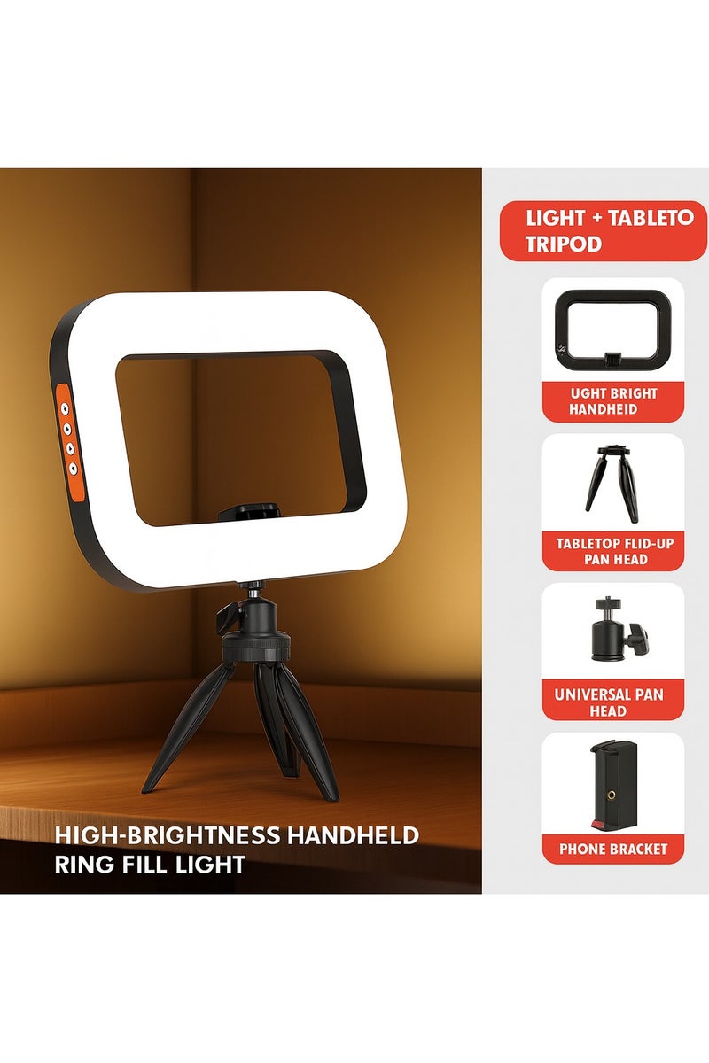 Portable LED Ring Fill Light with Tripod – Handheld Rechargeable Light for Vlogging, Makeup, Live Streaming - Image 4