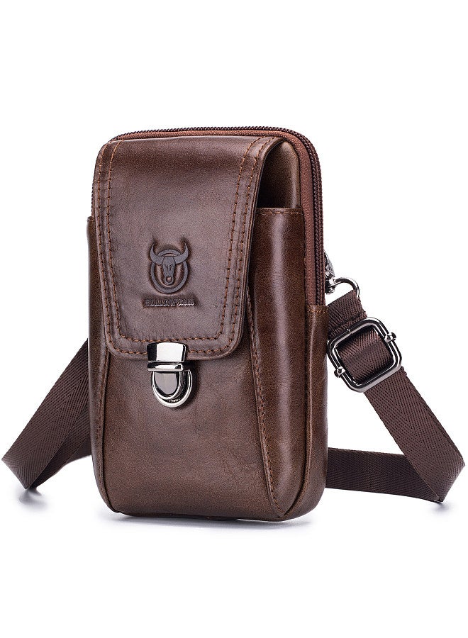 BULLCAPTAIN Men Leather Waist Belt Bag Phone Pouch Bag Travel Crossbody Shoulder Bag Pack Purse Wallet  - Image 1
