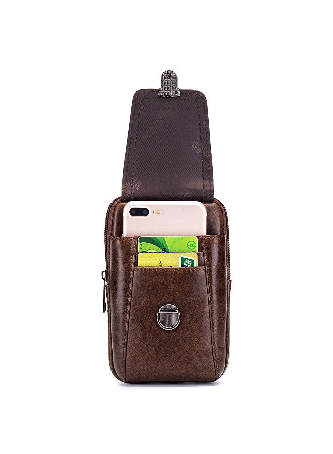 BULLCAPTAIN Men Leather Waist Belt Bag Phone Pouch Bag Travel Crossbody Shoulder Bag Pack Purse Wallet  - Image 5