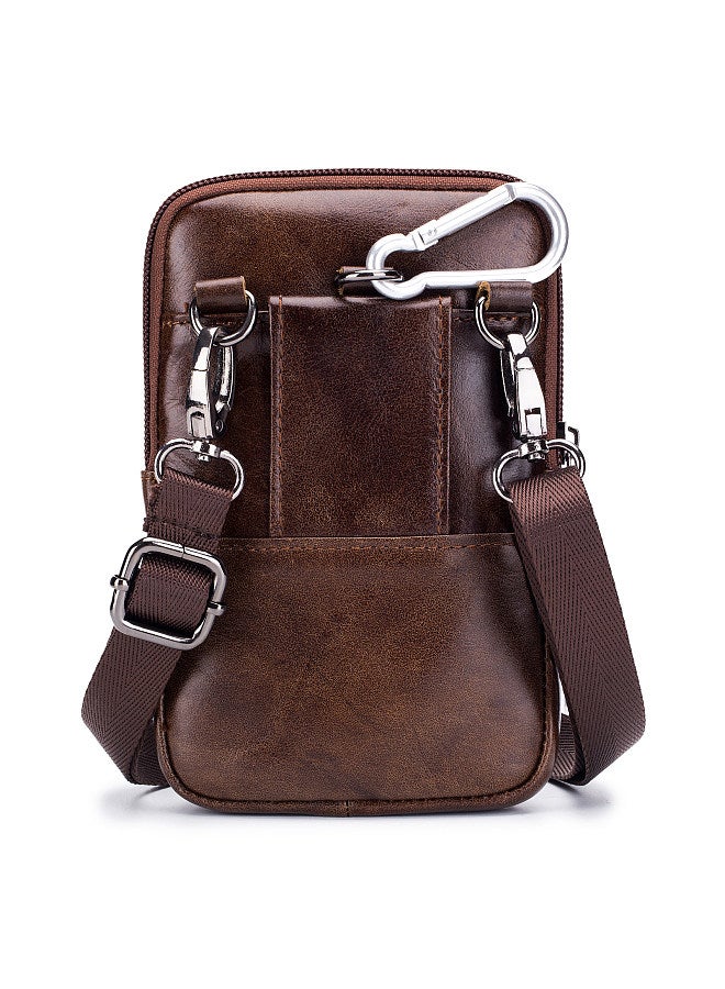 BULLCAPTAIN Men Leather Waist Belt Bag Phone Pouch Bag Travel Crossbody Shoulder Bag Pack Purse Wallet  - Image 3