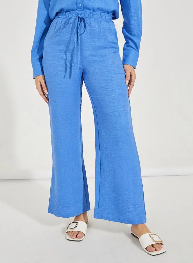 Styli Styli Wide Leg Full Length Linen Look Pants