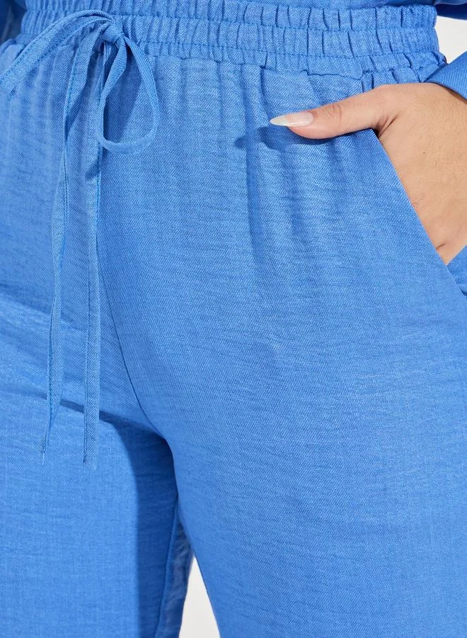Styli Styli Wide Leg Full Length Linen Look Pants