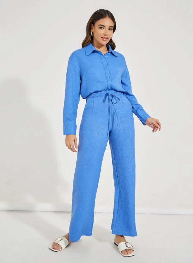 Styli Styli Wide Leg Full Length Linen Look Pants