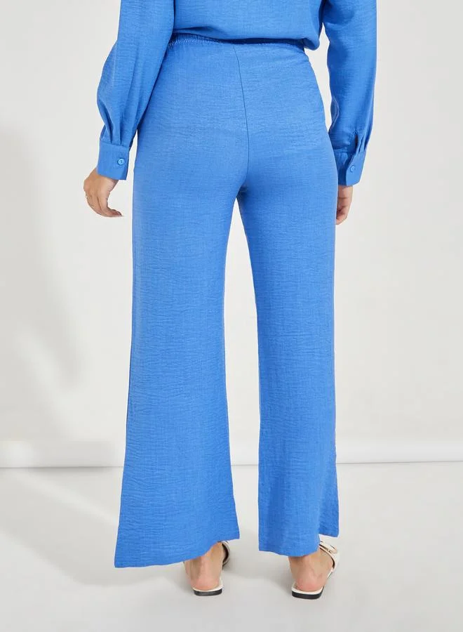 Styli Styli Wide Leg Full Length Linen Look Pants