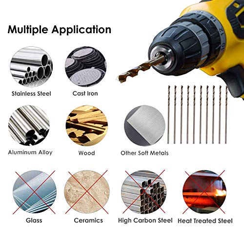 Mtsooning Twist Drill Bits, Mtsooning 10PCS 2.5mm Micro HSS Cobalt Metric Spiral Rotary Tool for Stainless Steel Wood Plastic Copper Aluminum Sets - Image 4
