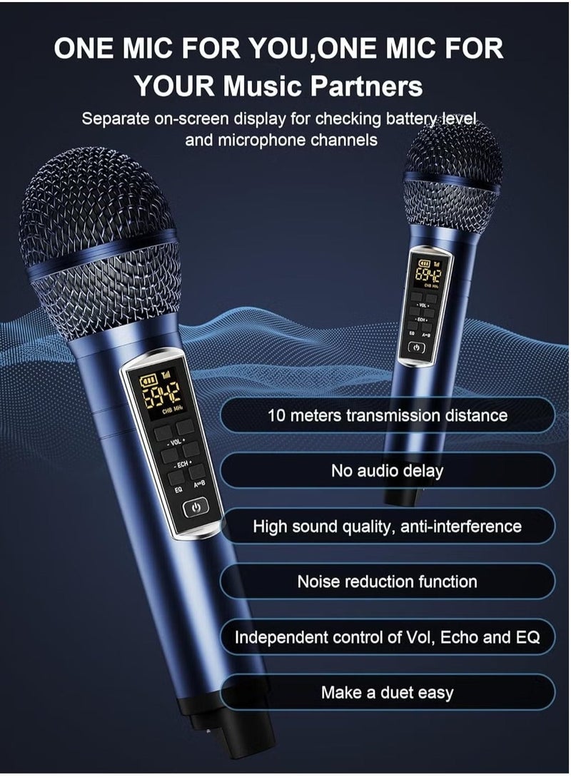 Smart Berry Portable Karaoke Machine with Dual Wireless Microphones Rechargeable Bluetooth Speaker for Home, Parties, and Outdoor Fun, AUX/USB/TF Card Compatible PA System for All Ages - Image 3
