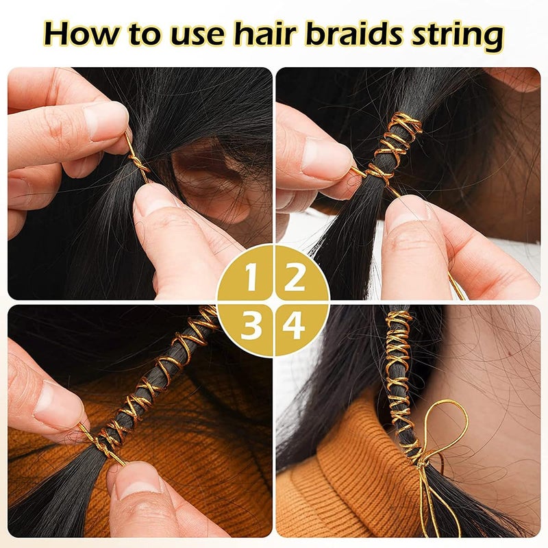 ASVNRES Gold SliverDreadlock Braids Hair Accessories, 2 Pieces 5M Braiding Hair Deco Styling Shimmer Stretchable African Braid Braided Elastic Cord Ornament Hanging Decorating Gift Wrapping - Image 5