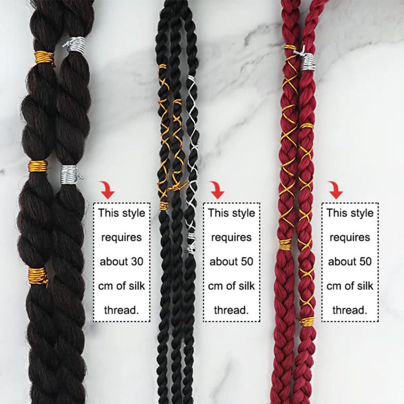 ASVNRES Gold SliverDreadlock Braids Hair Accessories, 2 Pieces 5M Braiding Hair Deco Styling Shimmer Stretchable African Braid Braided Elastic Cord Ornament Hanging Decorating Gift Wrapping - Image 4