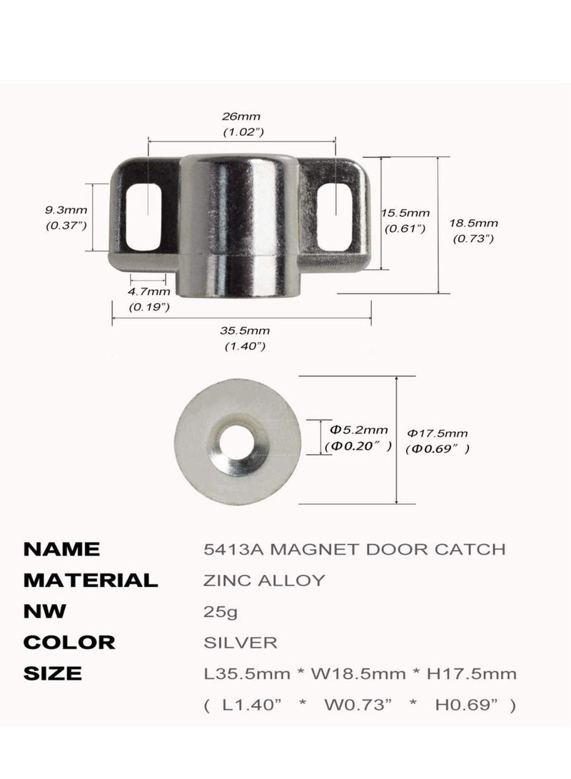 Magnetic Cabinet Door Catch with Magnets for Cabinet Door Latch Closer Cabinet Magnetic Catch for Kitchen Closet Door Closing Magnetic Door Catch Closer 4 Pack Silver Color - Image 5