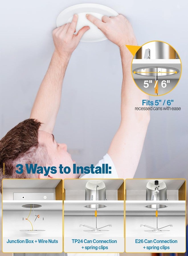 Sunco Lighting 12 Pack 5/6” LED Disk Lights Flush Mount Ceiling Light Fixture Recessed 6000K Daylight Deluxe, 100W Equivalent 15W, 1050LM, Dimmable Low Profile Surface Mount ETL. - Image 4