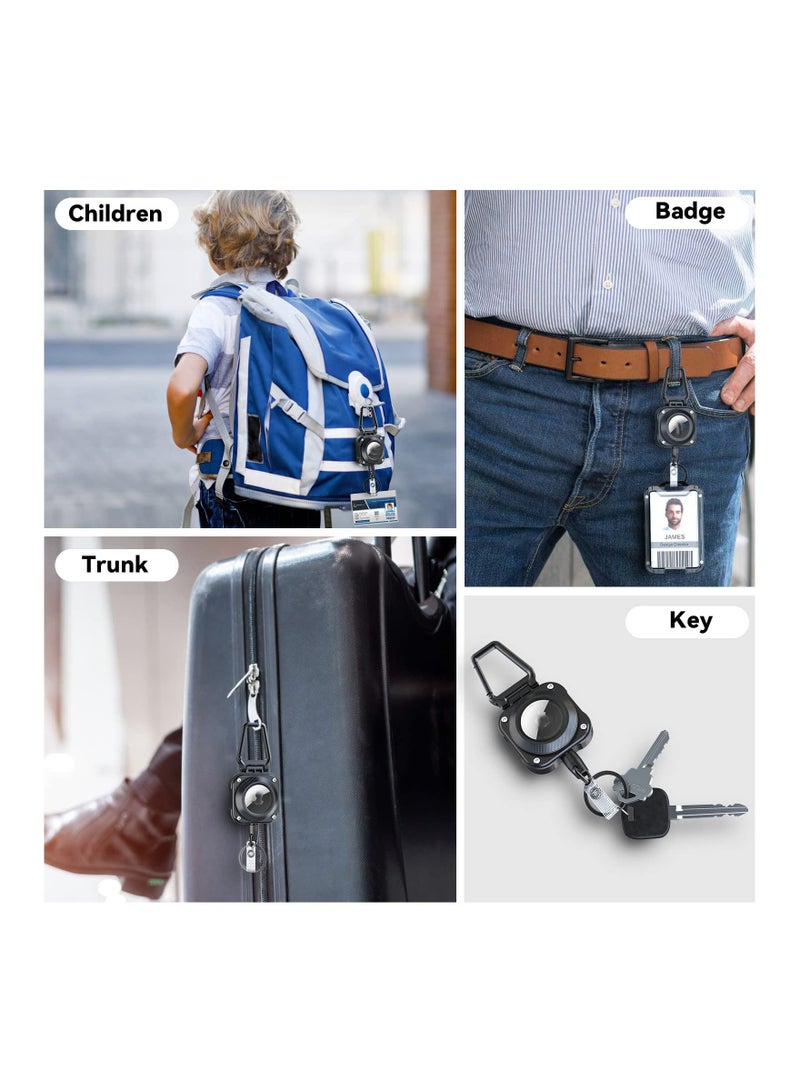 SYOSI Retractable Keychain, Airtag Holder, Badge Reel with 31.5” Wire Rope, 10,000+ Rebound, 8oz, Easy Installation, Protective Airtag Case for Badge Holder, Keys, Luggage, Fit for Apple Air Tag(1 Pack) - Image 2