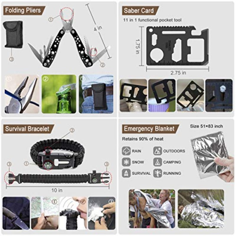 238Pcs Emergency Survival Kit and First Aid Kit, Professional Survival Gear Tool with Tactical Molle Pouch and Emergency Tent for Earthquake, Outdoor Adventure, Camping, Hiking, Hunting - Image 5