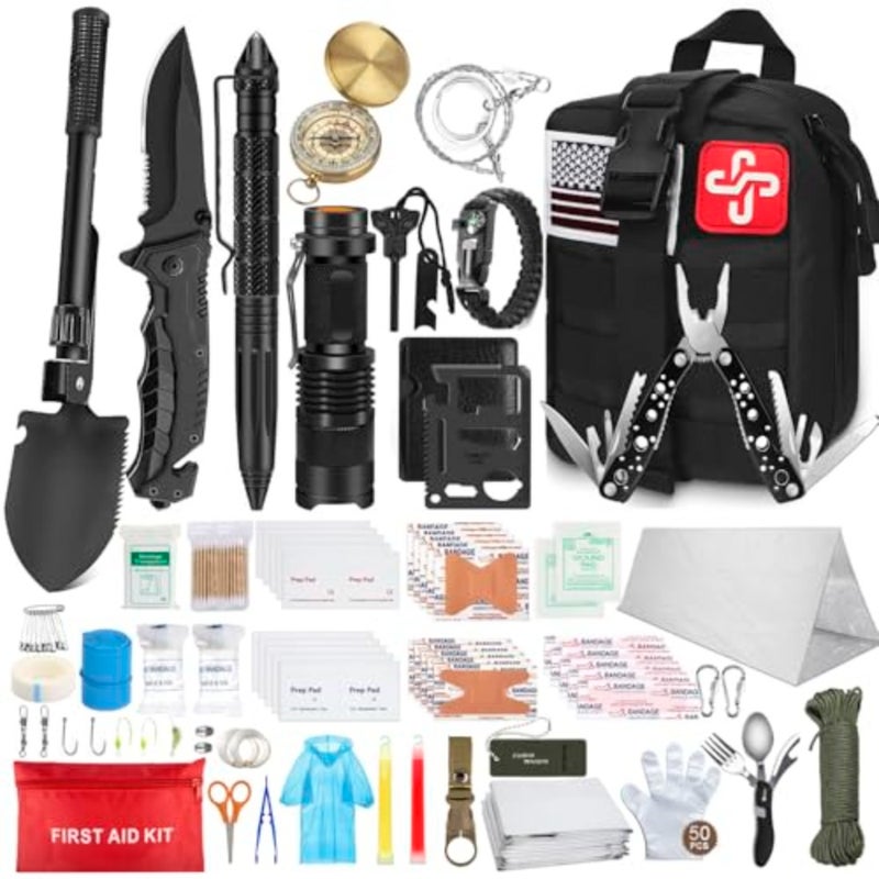 238Pcs Emergency Survival Kit and First Aid Kit, Professional Survival Gear Tool with Tactical Molle Pouch and Emergency Tent for Earthquake, Outdoor Adventure, Camping, Hiking, Hunting - Image 1