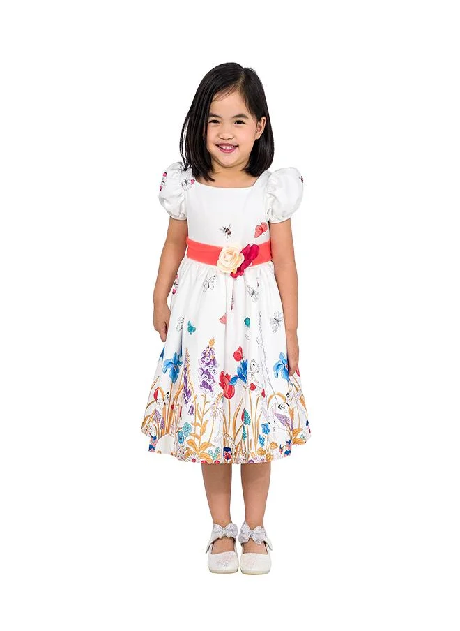 babyqlo Floral Printed Party Dresses with Colorful Sashes