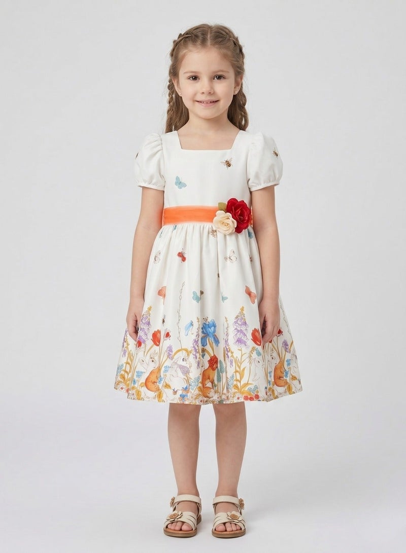 babyqlo Floral Print Party Dress - Image 1
