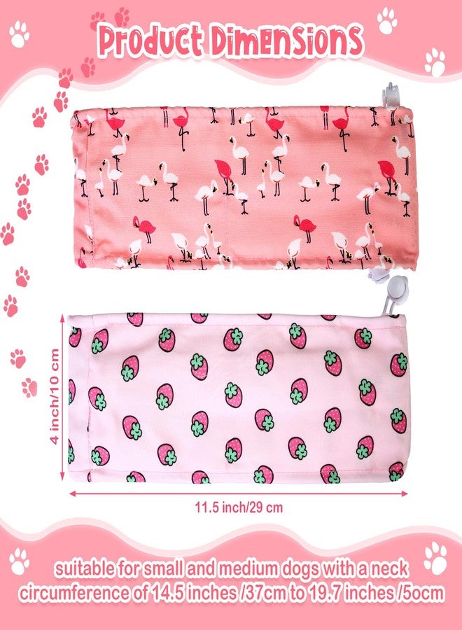 Bulyoou 2 Pack Dog Cooling Bandana Collar with 10 Ice Packs, Adjustable Cooling Neck Wrap for Dogs, Reusable Pet Scarf for Hot Weather Summer Cats and Dogs(M,Pink Flamingo&Strawberry) - Image 2