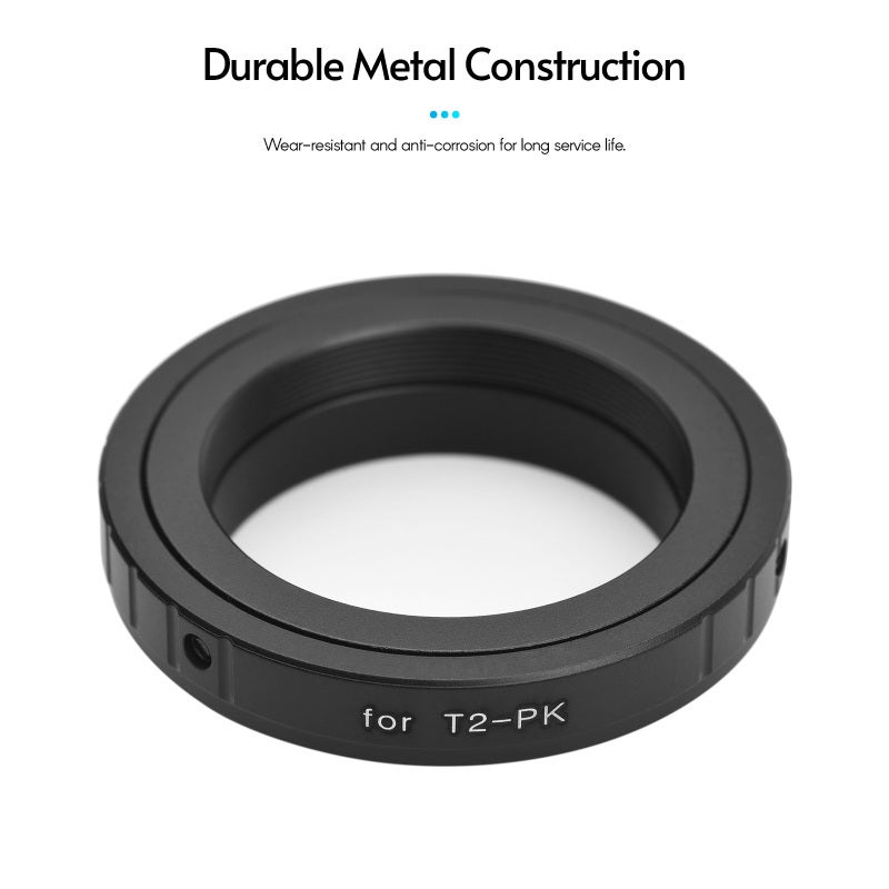 مُحول الكاميرا: ملحق عدسة من المعدن الأسود بالكامل بوصلة T/T2 - محققة بدقة للكاميرات بوصلة Pentax K لمحبي الفوتوغرافيا - Image 5