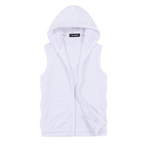 Mens Slim Summer Vest Sleeveless Hooded Zipper Knit Cardigan Coffee - Image 5