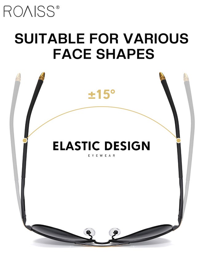 رويس نظارات شمسية مستقطبة للرجال، نظارات شمسية للرجال من نوع Aviator، نظارات شمسية للرجال للقيادة والصيد والسفر، ذهبية سوداء، 56 ملم - Image 5