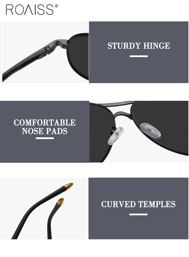 رويس نظارات شمسية مستقطبة للرجال، نظارات شمسية للرجال من نوع Aviator، نظارات شمسية للرجال للقيادة والصيد والسفر، ذهبية سوداء، 56 ملم - Image 4