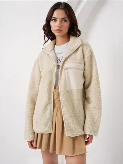 BIG DART BDART Pocket Detailed Oversized Plush Coat