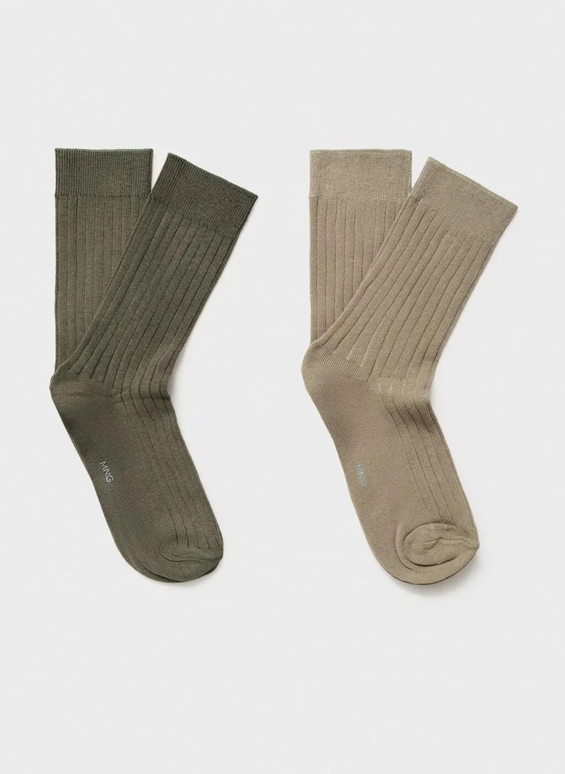 MANGO Pack Of 2 Ribbed Cotton Socks