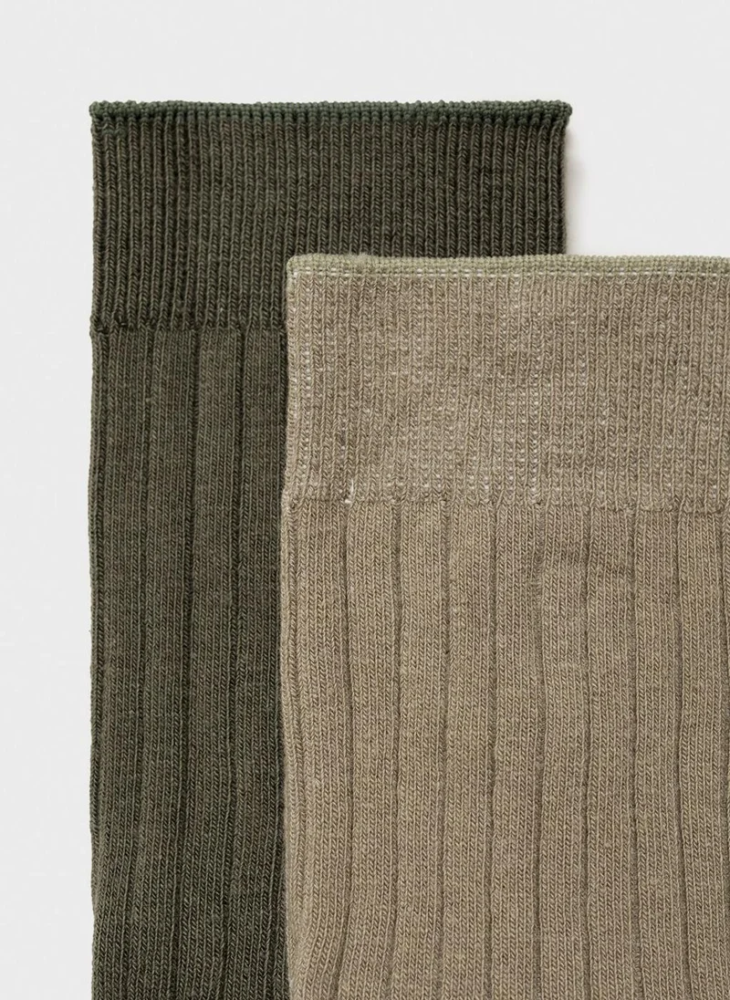 MANGO Pack Of 2 Ribbed Cotton Socks