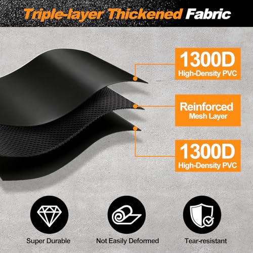 UEAKPIC Garage Floor Mat 7'9" x 18', Heavy Duty 1300D PVC Containment Mat with Floor Squeegee, Waterproof Protection from Snow, Rain and Mud for Cars, Black - Image 2