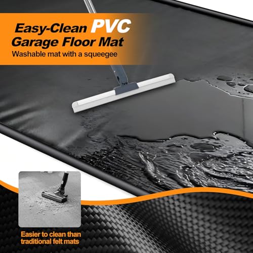 UEAKPIC Garage Floor Mat 7'9" x 18', Heavy Duty 1300D PVC Containment Mat with Floor Squeegee, Waterproof Protection from Snow, Rain and Mud for Cars, Black - Image 4