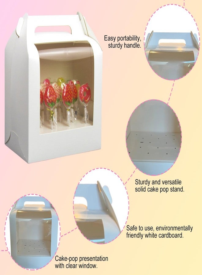 Yoqanr 4 PCS Cake Pop Boxes - Portable Cake Pop Holder Boxes with Clear Window, Cake Pop Boxes Holder Packaging with Lid, Cake Display Stand With 33 Hole Positions, White Cake Boxes Packaging - Image 3