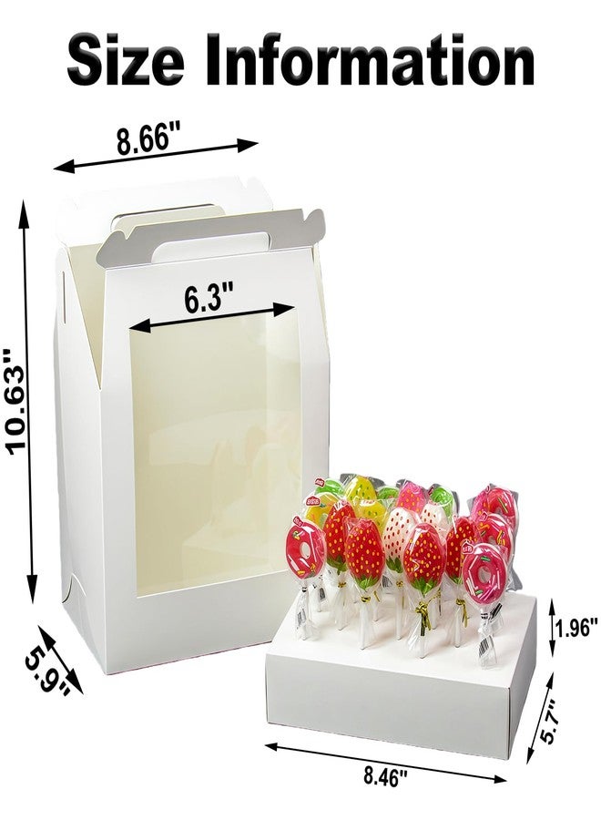 Yoqanr 4 PCS Cake Pop Boxes - Portable Cake Pop Holder Boxes with Clear Window, Cake Pop Boxes Holder Packaging with Lid, Cake Display Stand With 33 Hole Positions, White Cake Boxes Packaging - Image 2