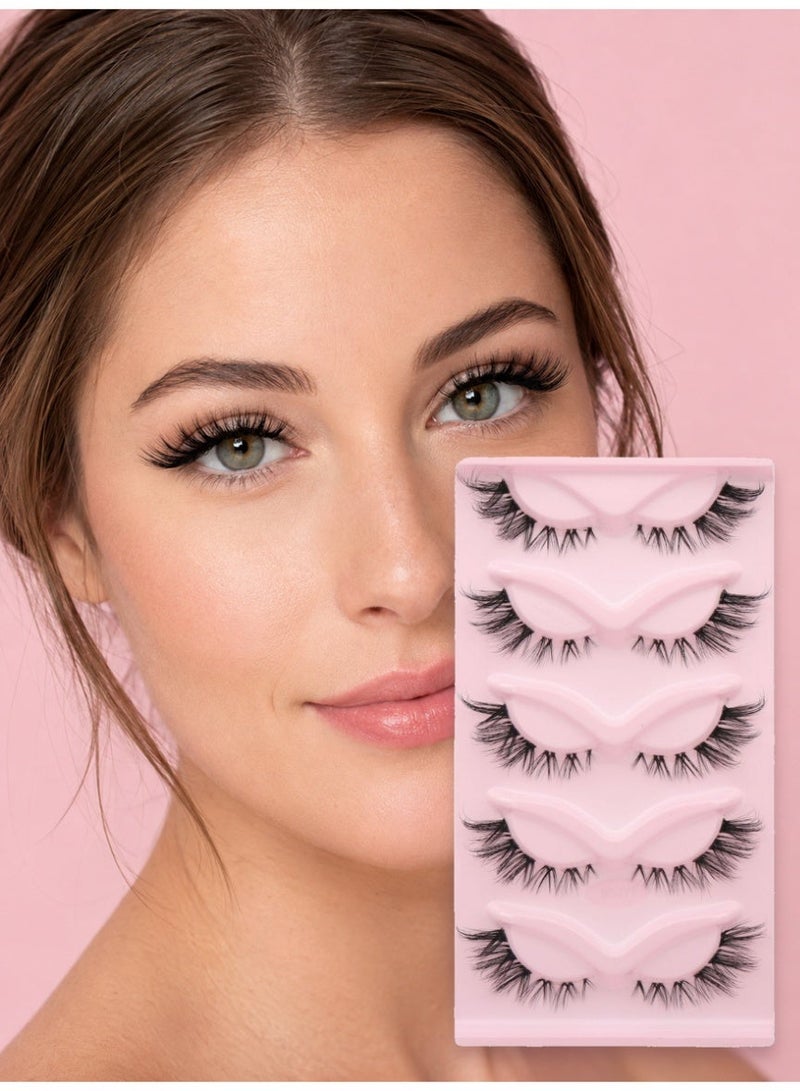 3D Curl Fluffy  False Eyelashes,Soft Curly Lashes,Reusable   Eyelashe Volume & Thickness Eyelashes  Ladies Party  Eyelashe for Make up ( 5 Pairs) - Image 2