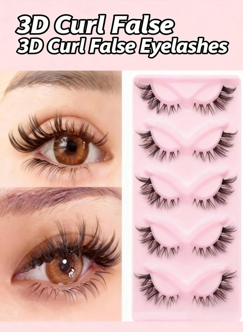 3D Curl Fluffy  False Eyelashes,Soft Curly Lashes,Reusable   Eyelashe Volume & Thickness Eyelashes  Ladies Party  Eyelashe for Make up ( 5 Pairs) - Image 1
