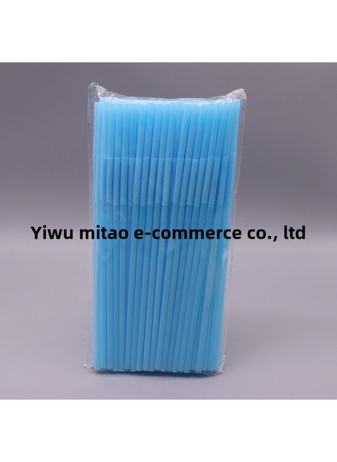 Generic - Mi Tao Disposable Plastic Color Art Straw Modeling Creative Elbow Monochrome 100 10 Color Selection-Color:Light Blue 100/bag - Image 1