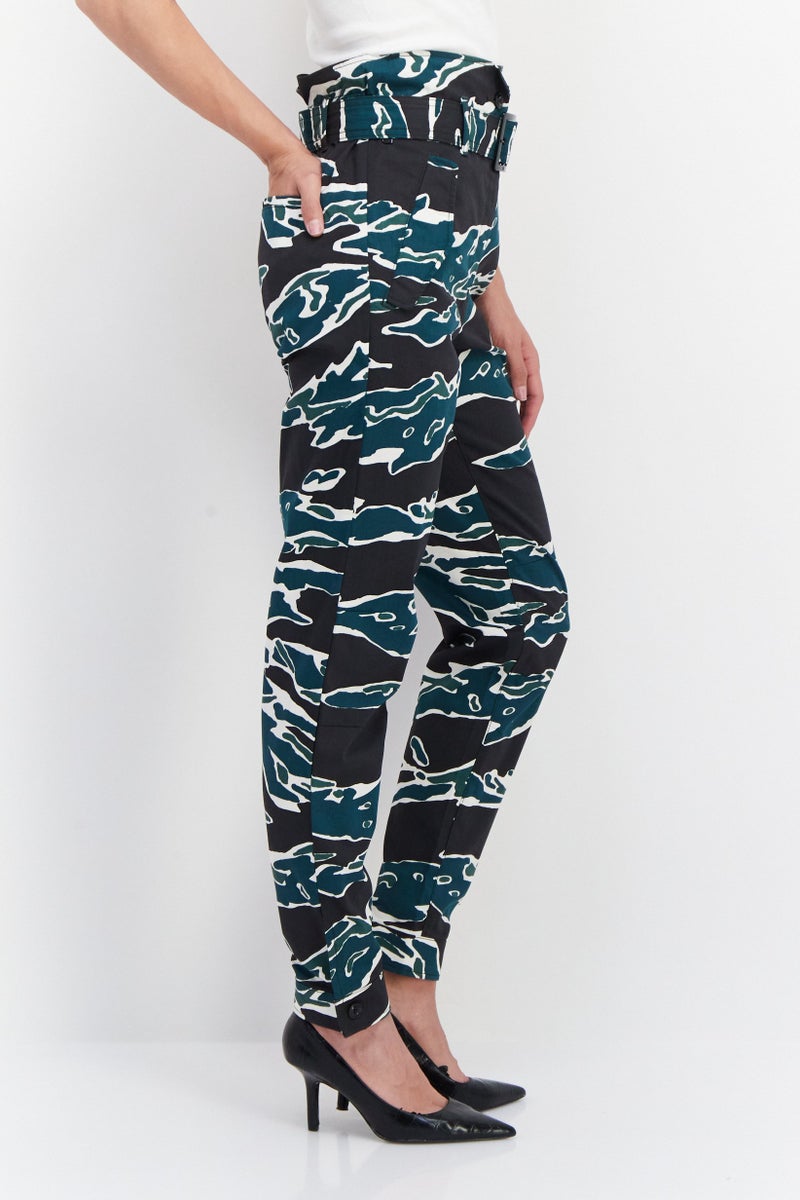 G star Women Regular fit Camouflage Non-stretchable Cargo Pants, Green Combo  - Image 4
