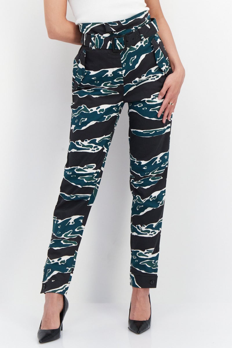 G star Women Regular fit Camouflage Non-stretchable Cargo Pants, Green Combo  - Image 1