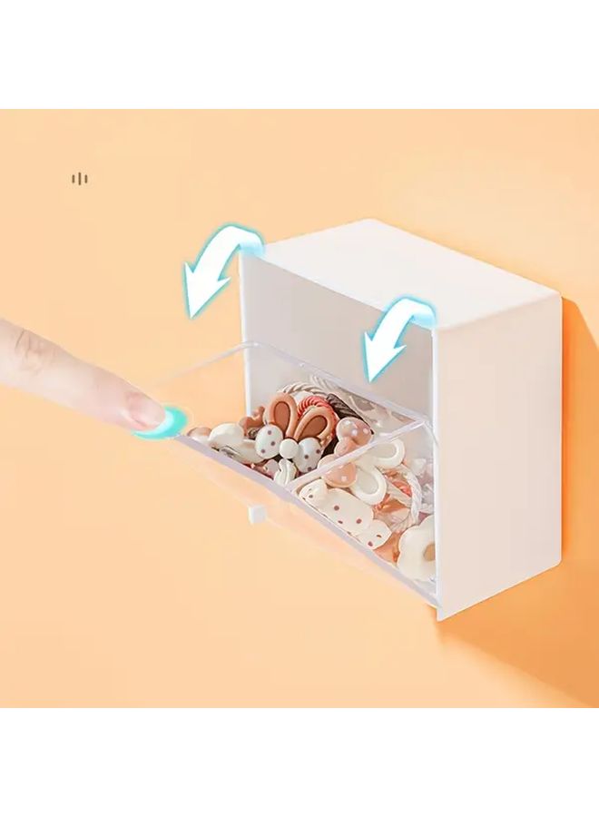 Two Wall Mounted Shower Racks With Flip Cover Bathroom Storage Box For Cotton Swabs And Pads Waterproof Plastic Small Accessory Storage Caddy No Electricity Required - Image 5