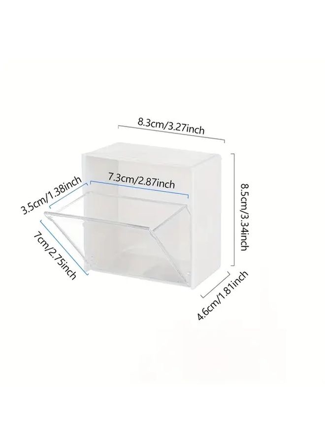 Two Wall Mounted Shower Racks With Flip Cover Bathroom Storage Box For Cotton Swabs And Pads Waterproof Plastic Small Accessory Storage Caddy No Electricity Required - Image 3