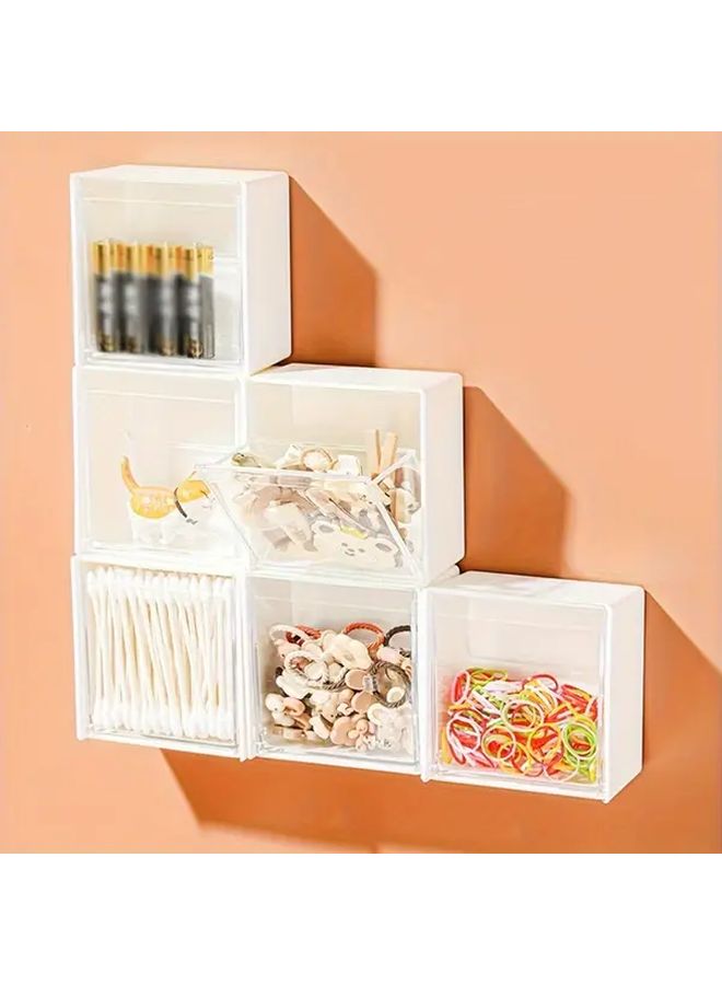 Two Wall Mounted Shower Racks With Flip Cover Bathroom Storage Box For Cotton Swabs And Pads Waterproof Plastic Small Accessory Storage Caddy No Electricity Required - Image 4