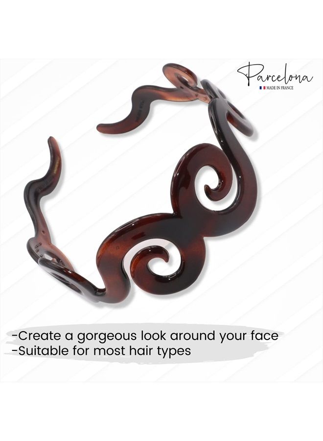 Parcelona French Swirls Wide 1.5" Light Non-brittle Celluloid Tortoise Shell Hair HeadBand Head Band Quality That Last - Image 4