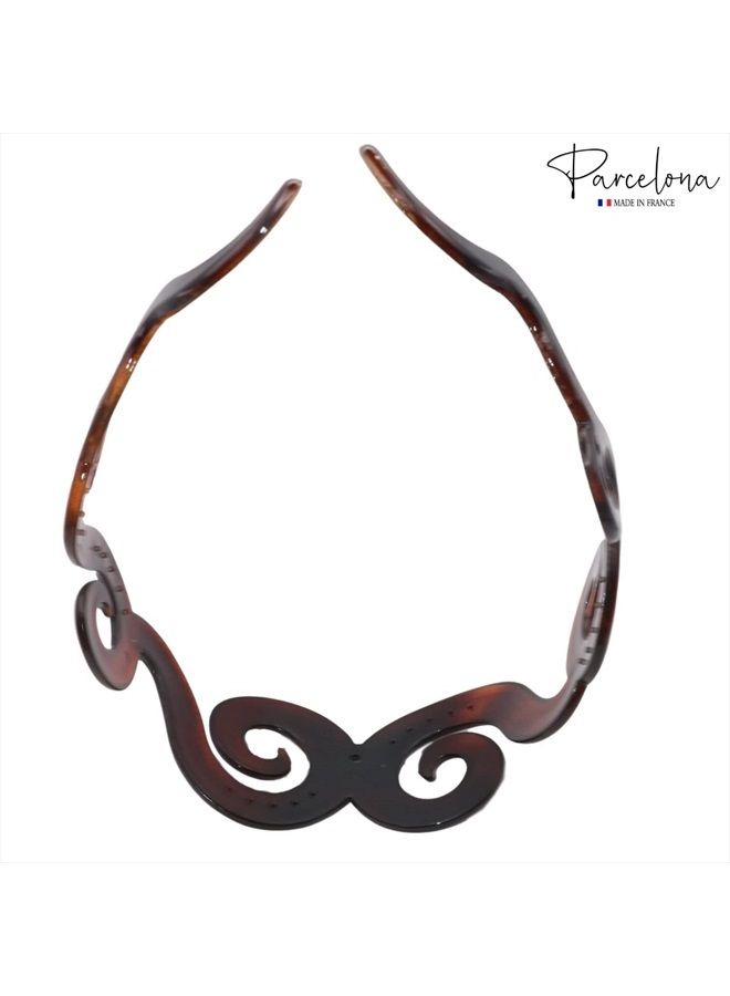 Parcelona French Swirls Wide 1.5" Light Non-brittle Celluloid Tortoise Shell Hair HeadBand Head Band Quality That Last - Image 5