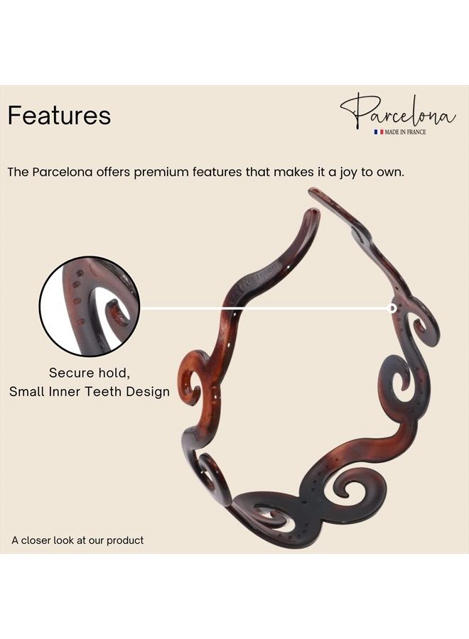 Parcelona French Swirls Wide 1.5" Light Non-brittle Celluloid Tortoise Shell Hair HeadBand Head Band Quality That Last - Image 3