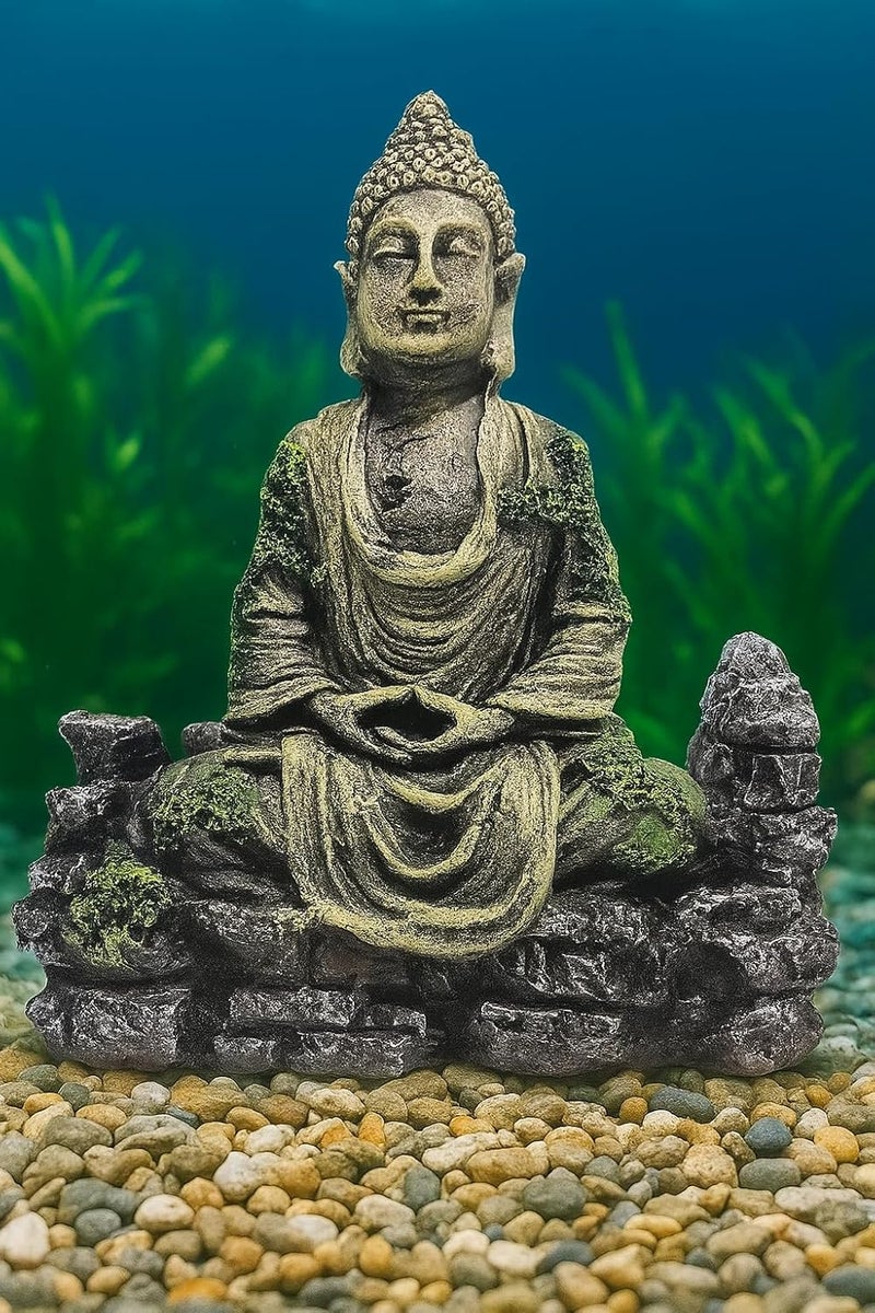 GIG BAZAAR Aquarium Ancient Buddha Statue Decor Underwater Landscape for Fish Tank Decorations Ornaments Accessories (Yellow) - Image 2